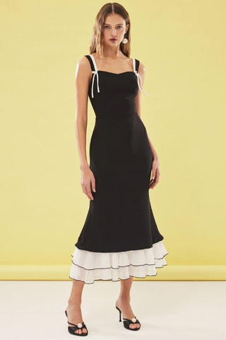 Vestido midi - Preto e branco