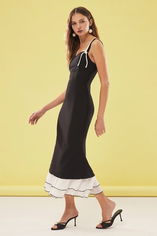 Vestido midi - Preto e branco