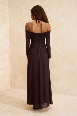 Vestido comprido - Castanho-escuro