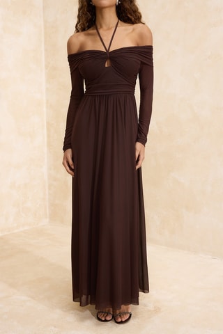 Vestido comprido - Castanho-escuro