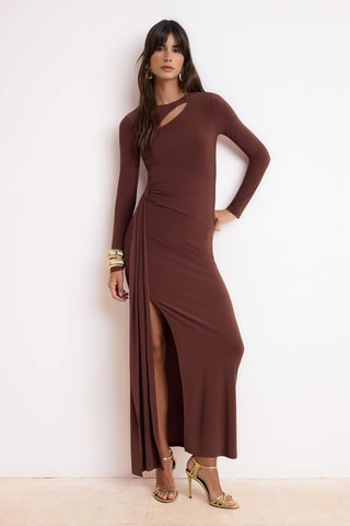 Vestido justo - Castanho