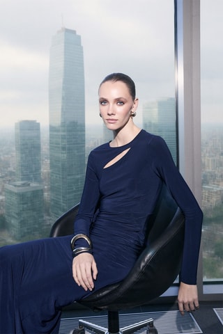 Vestido justo - Azul-marinho