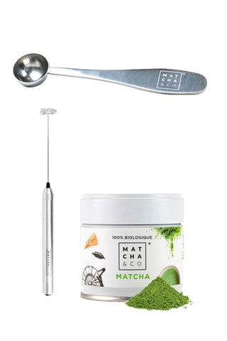 Thé Matcha Original, cuillère doseuse en acier inoxydable et fouet électrique - 30 g