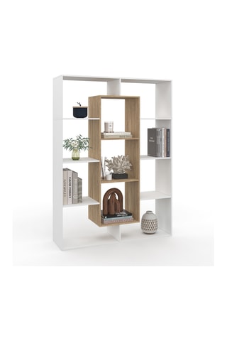 Etagère bibliothèque Paulette 11 compartiments bois et blanc 143cm - 104 x 30 x 143 cm