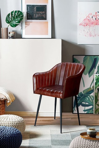 Fauteuil - Marron et noir - En cuir