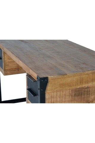 Bureau 4 tiroirs - Naturel et noir - Bois de manguier - 76 x 135 x 70 cm