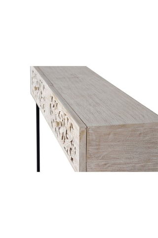 Console 2 tiroirs - Ecru et noir - Tiroirs en bois de manguier - 120 x 30 x 77 cm