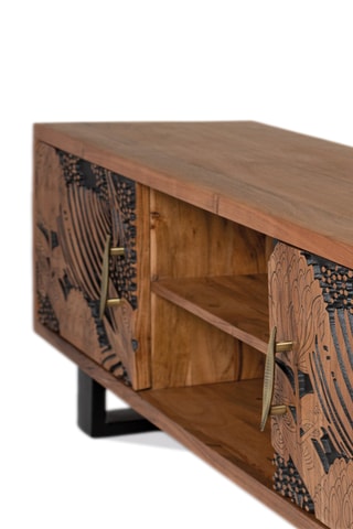 Meuble TV 2 portes en acacia - 160 x 41 x 56 cm