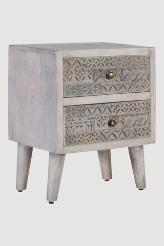 Table de chevet 2 tiroirs en manguier - 56 x 45 x 33 cm