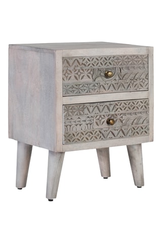 Table de chevet 2 tiroirs en manguier - 56 x 45 x 33 cm