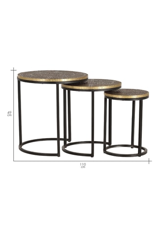 3 tables gigognes -  Doré et noir - Plateau en bronze - 44 x 49 cm /38 x 44 cm / 28 x 39 cm