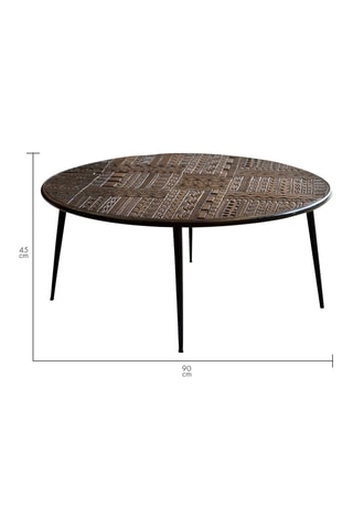 Table basse - Naturel et noir - Plateau en bois de manguier - 70 x 50 x 70 cm