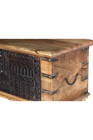 Coffre - Naturel et noir - En bois de manguier - 116 x 45 x 40 cm