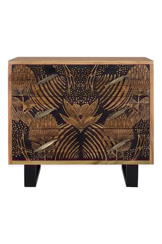 Commode 3 tiroirs -  Naturel - Structure en acacia - 83 x 93 x 93 cm