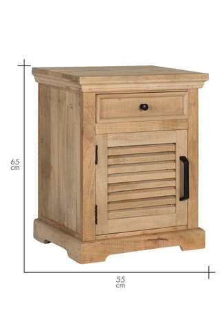 Table de chevet - Naturel - En bois de manguier - 55 x 65 x 40 cm