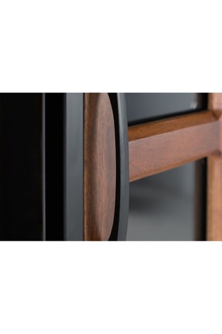 Vitrine 1 porte - Naturel et noir - Bois de manguier - 90 x 180 x 40 cm