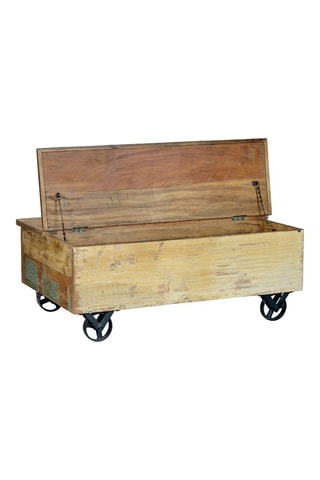 Table basse 2 abattants - Naturel - En bois de manguier - 110 x 70 x 42 cm