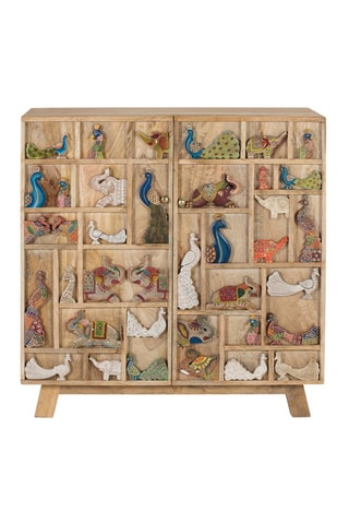 Commode 2 portes en bois de manguier - Naturel - 80 x 81 x 36 cm