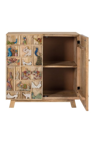 Commode 2 portes en bois de manguier - Naturel - 80 x 81 x 36 cm