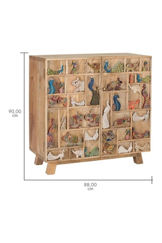 Commode 2 portes en bois de manguier - Naturel - 80 x 81 x 36 cm