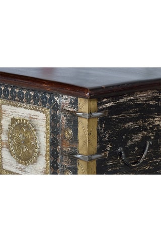 Coffre en bois - Naturel et doré - 116 x 45 x 40 cm