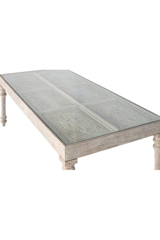 Table à manger en bois de manguier - Blanc décapé - 200 x 77 x 100 cm