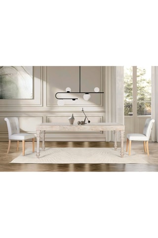 Table à manger en bois de manguier - Blanc décapé - 200 x 77 x 100 cm