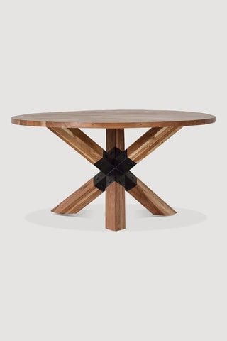 Table à manger ronde en acacia - Naturel et noir