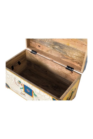 Coffre en bois - Blanc et bleu - 60 x 36 x 33 cm