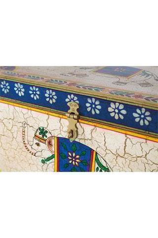 Coffre en bois - Blanc et bleu - 60 x 36 x 33 cm