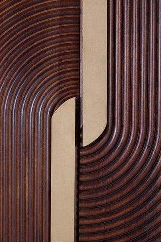 Meuble bar 2 portes - Naturel et cerise