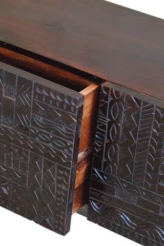 Meuble TV 3 tiroirs en bois - Naturel et noir - 150 x 55 x 40 cm