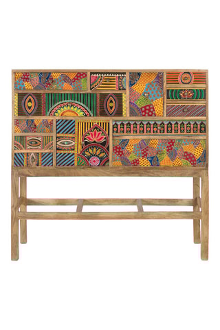 Console 13 tiroirs en manguier - 100 x 105 x 36 cm