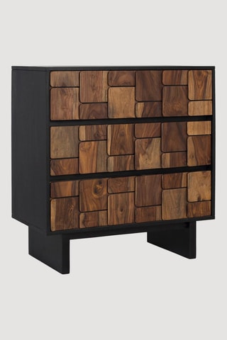 Commode 3 tiroirs en manguier et bois de sheesam - 82 x 85 x 40 cm
