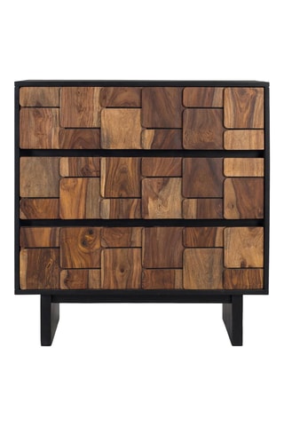 Commode 3 tiroirs en manguier et bois de sheesam - 82 x 85 x 40 cm