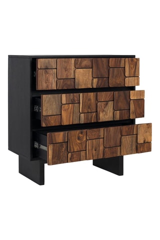 Commode 3 tiroirs en manguier et bois de sheesam - 82 x 85 x 40 cm