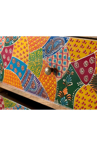 Commode 14 tiroirs en manguier - 120 x 91 x 40 cm