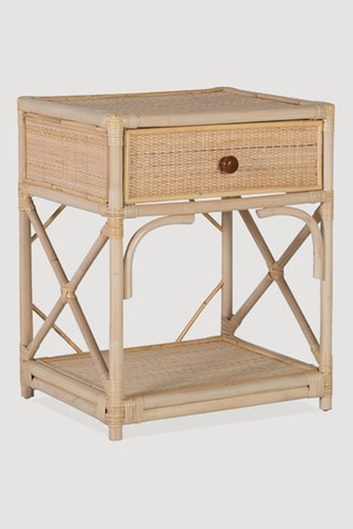 Table de chevet en rotin - Naturel - 50 x 60 x 40 cm