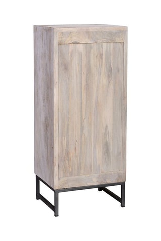 Chiffonnier 5 tiroirs en bois de manguier - Blanc vieilli - 45 x 35 x 106 cm