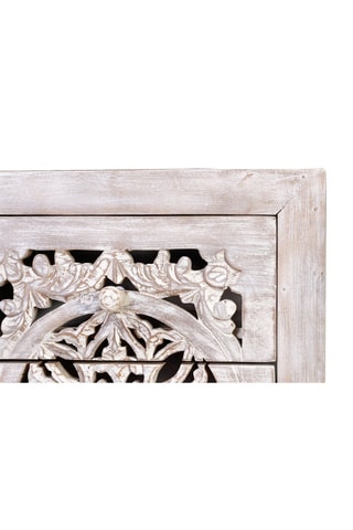 Chiffonnier 5 tiroirs en bois de manguier - Blanc vieilli - 45 x 35 x 106 cm