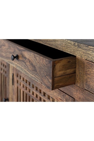 Buffet 3 portes en acacia - Naturel et noir - 180 x 90 x 45 cm