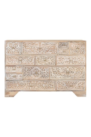 Commode 14 tiroirs en manguier - 115 x 80 x 36 cm