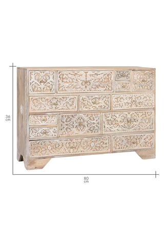 Commode 14 tiroirs en manguier - 115 x 80 x 36 cm