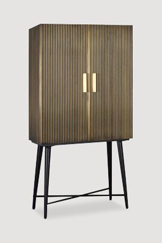 Armoire 2 portes - Noir et doré - Structure en bois de manguier - 85 x 163 x 40 cm