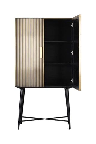 Armoire 2 portes - Noir et doré - Structure en bois de manguier - 85 x 163 x 40 cm