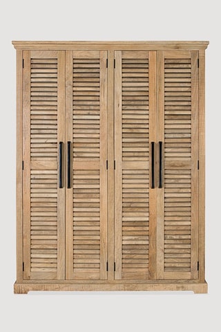 Armoire 4 portes - Naturel - Structure en bois de manguier - 150 x 190 x 50 cm