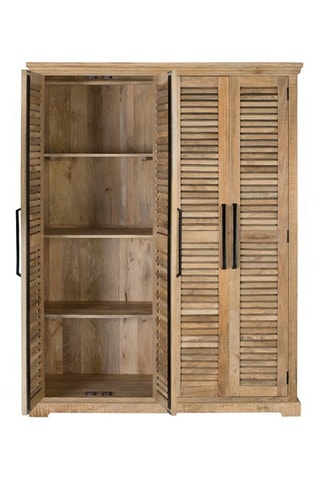 Armoire 4 portes - Naturel - Structure en bois de manguier - 150 x 190 x 50 cm
