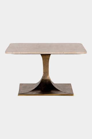 Table basse - Gris et bronze - Plateau en marbre - 70 x 41 x 70 cm
