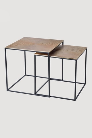 2 tables gigognes - Doré et noir - 55 x 56 x 55 cm et 50 x 51 x 50 cm
