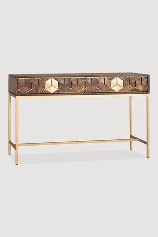 Console 2 tiroirs - Naturel - 40 x 76 x 122 cm - Structure en bois de manguier